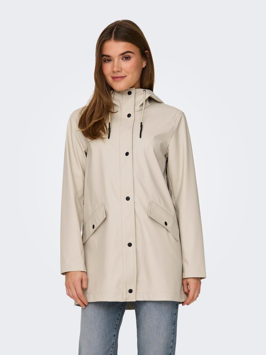 Solid Colored Rain jacket Light Grey ONLY