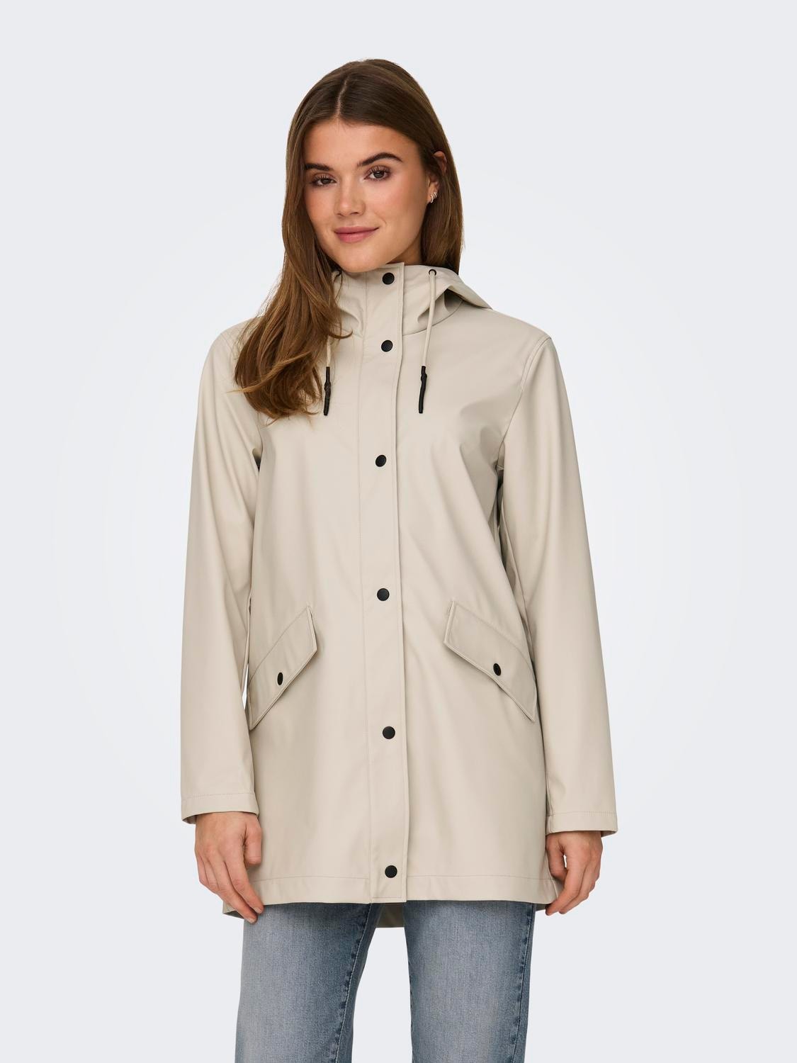 ONLY Solid Colored Rain jacket -Silver Lining - 15261734