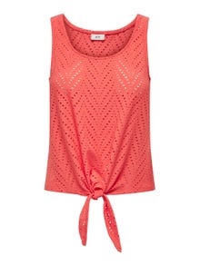 ONLY Geknoopte Mouwloze top -Living Coral - 15261741