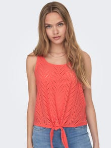 ONLY Regular Fit Round Neck Top -Living Coral - 15261741