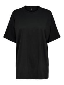 ONLY Oversize Fit Round Neck Dropped shoulders Top -Black - 15261790