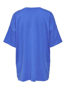 ONLY Oversize Fit Round Neck Dropped shoulders Top -Strong Blue - 15261790