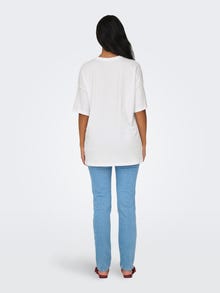 ONLY Oversized fit O-hals Verlaagde schoudernaden Top -White - 15261790