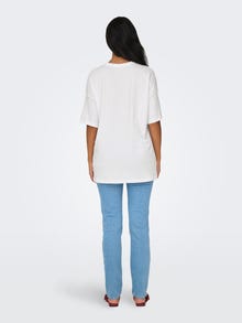 ONLY Oversize Fit Round Neck Dropped shoulders Top -White - 15261790