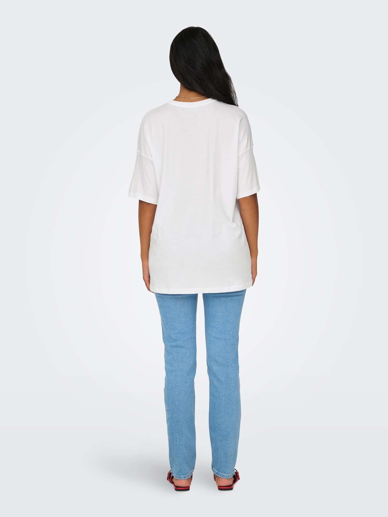 ONLY Tops Oversize Fit Col rond Épaules tombantes -White - 15261790