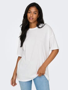 ONLY Oversized Fit O-hals Lave skuldre Topp -White - 15261790