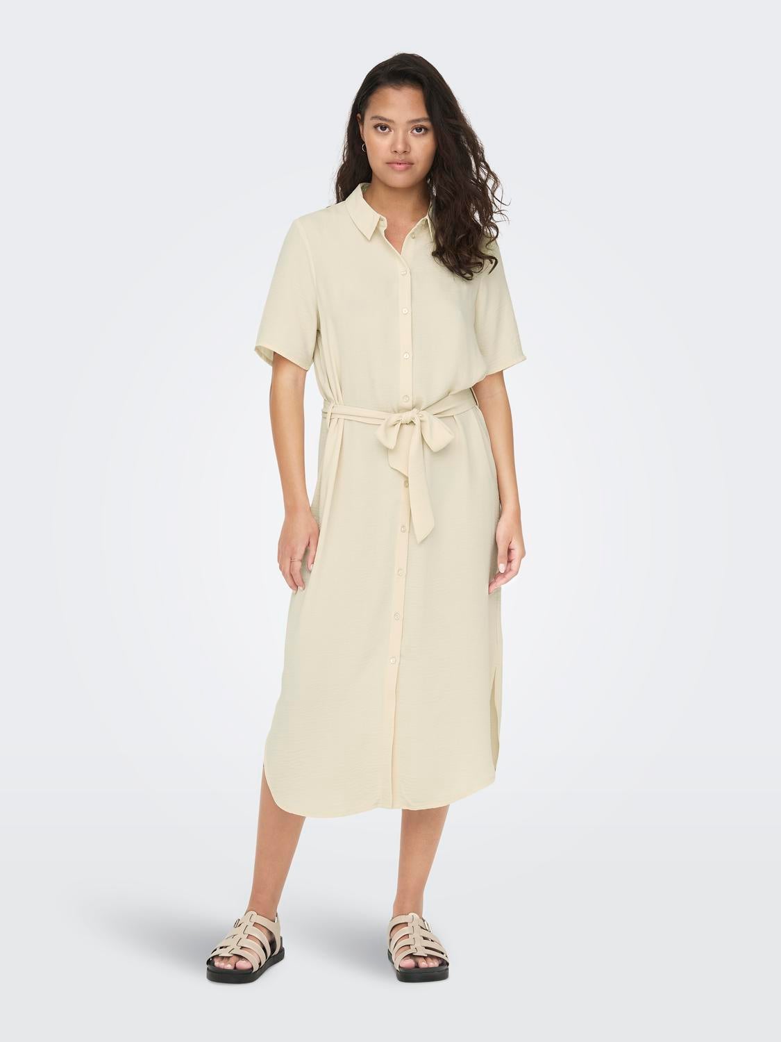 Midi short hotsell sleeve shirt dress