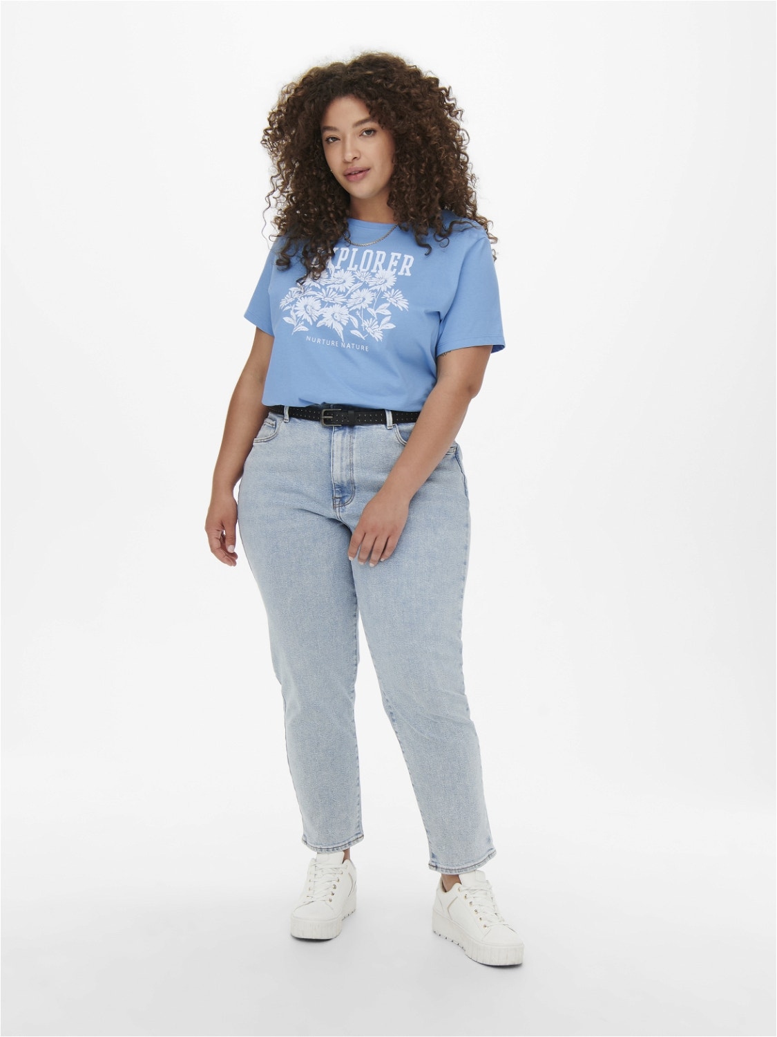 ONLY Curvy front print t-shirt -All Aboard - 15261911
