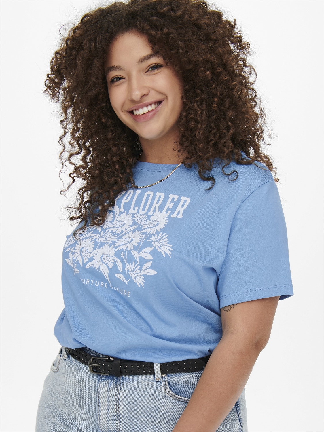 ONLY Curvy front print t-shirt -All Aboard - 15261911