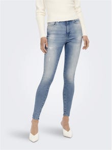 ONLY Skinny Fit Hohe Taille Jeans -Light Blue Denim - 15261949
