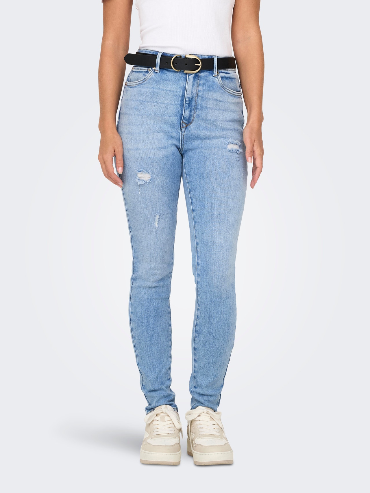 ONLY Skinny Fit Hohe Taille Jeans -Light Blue Denim - 15261949