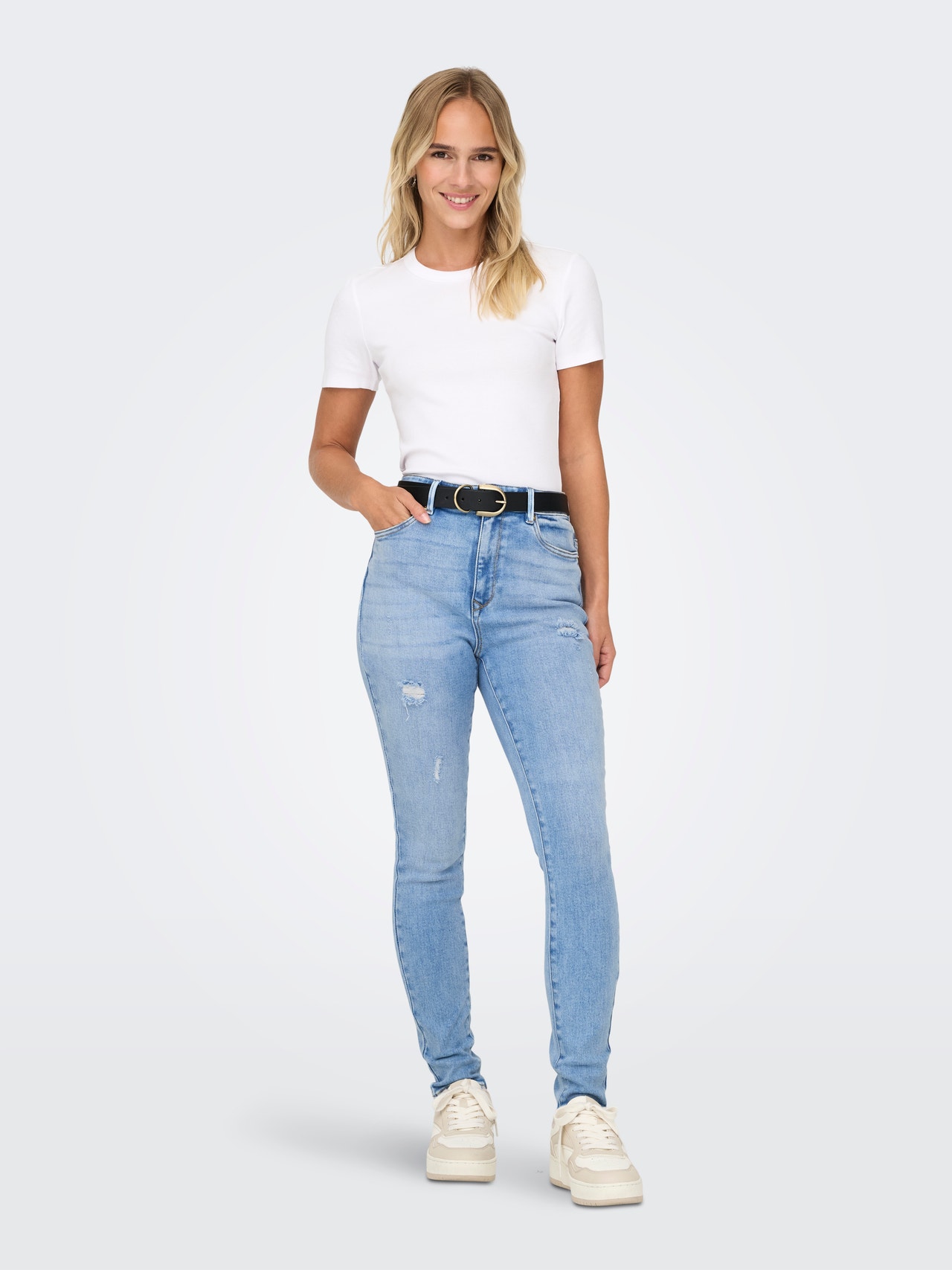 ONLY Jeans Skinny Fit Taille haute -Light Blue Denim - 15261949