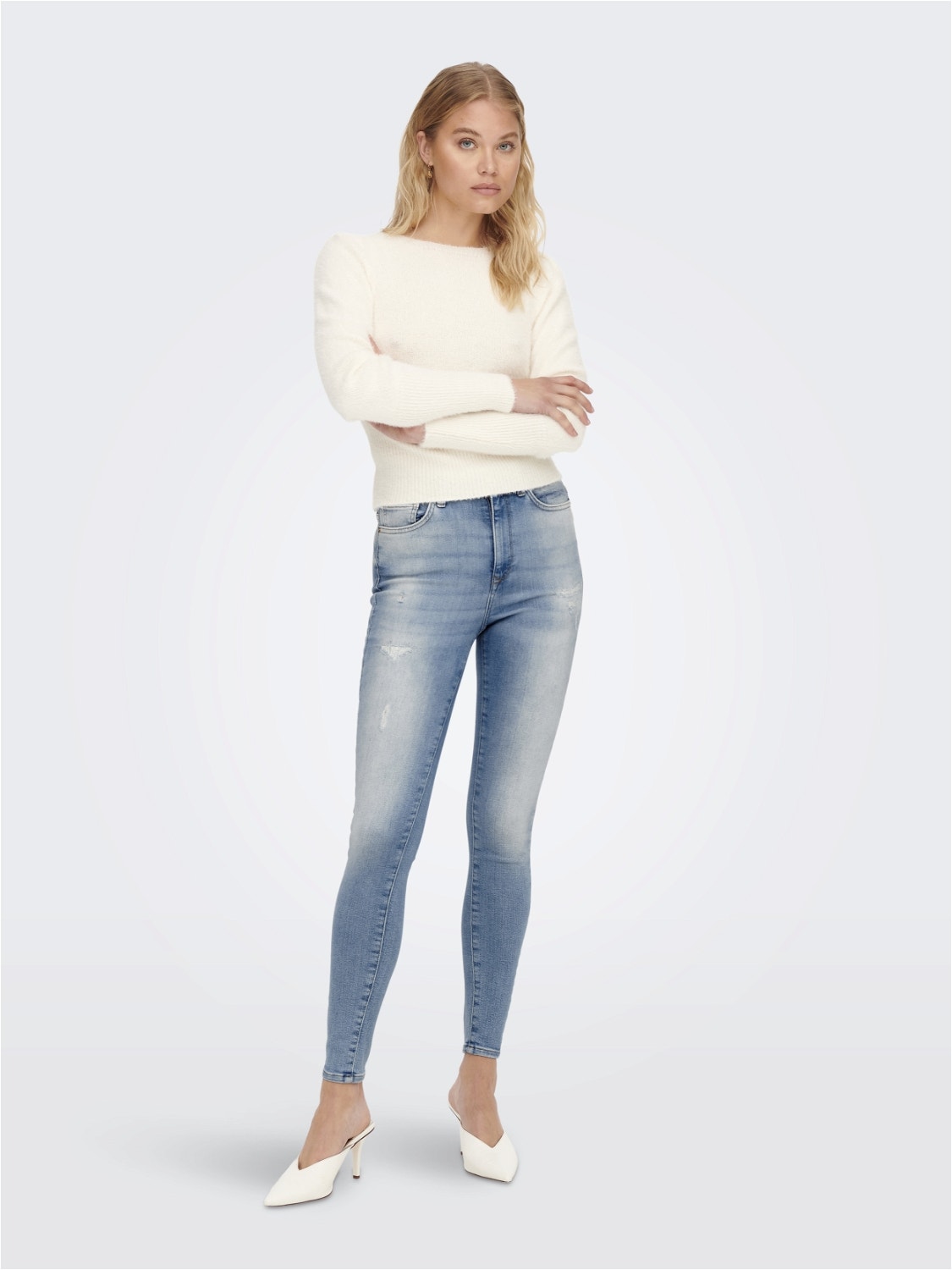 ONLY Jeans Skinny Fit Vita alta -Light Blue Denim - 15261949
