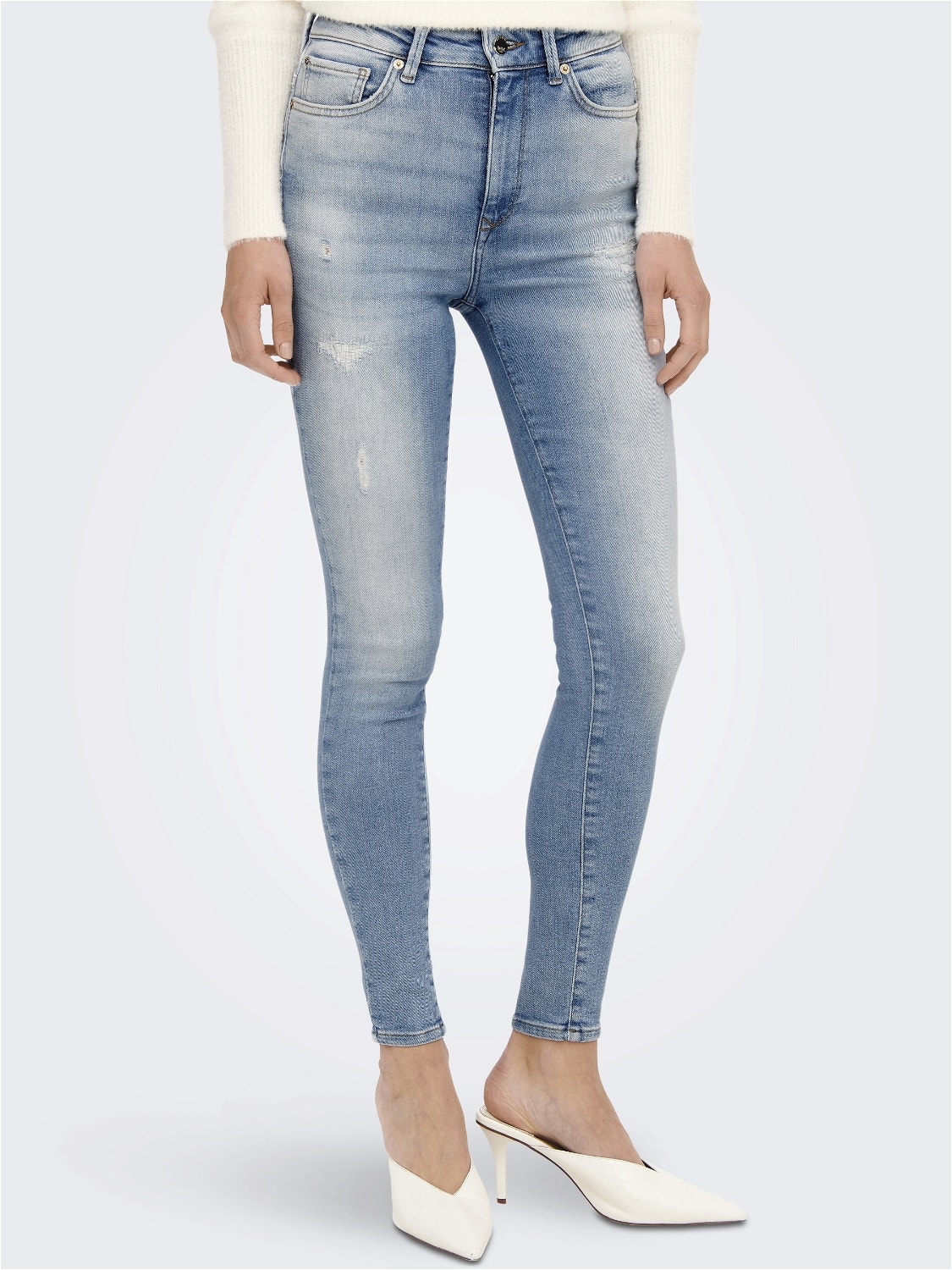 ONLY Krój skinny Wysoka talia Jeans -Light Blue Denim - 15261949