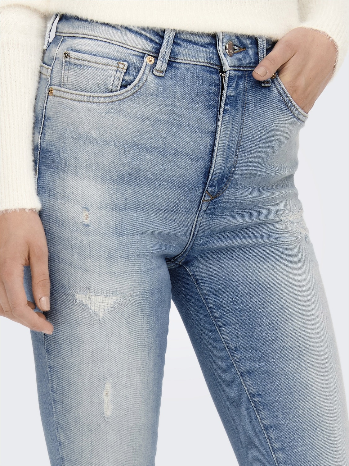 ONLY Skinny Fit Hohe Taille Jeans -Light Blue Denim - 15261949
