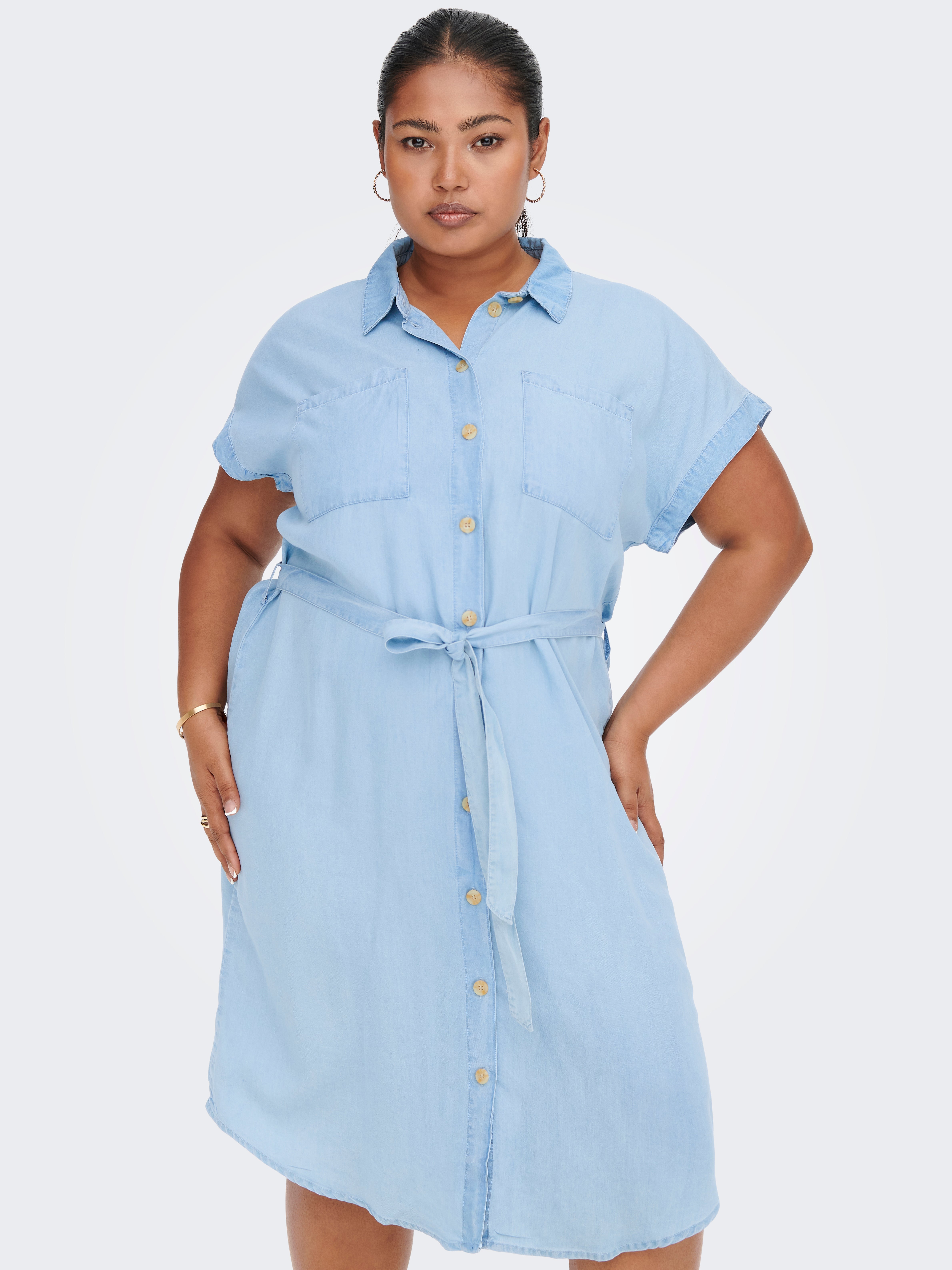 plus size blue shirt dress