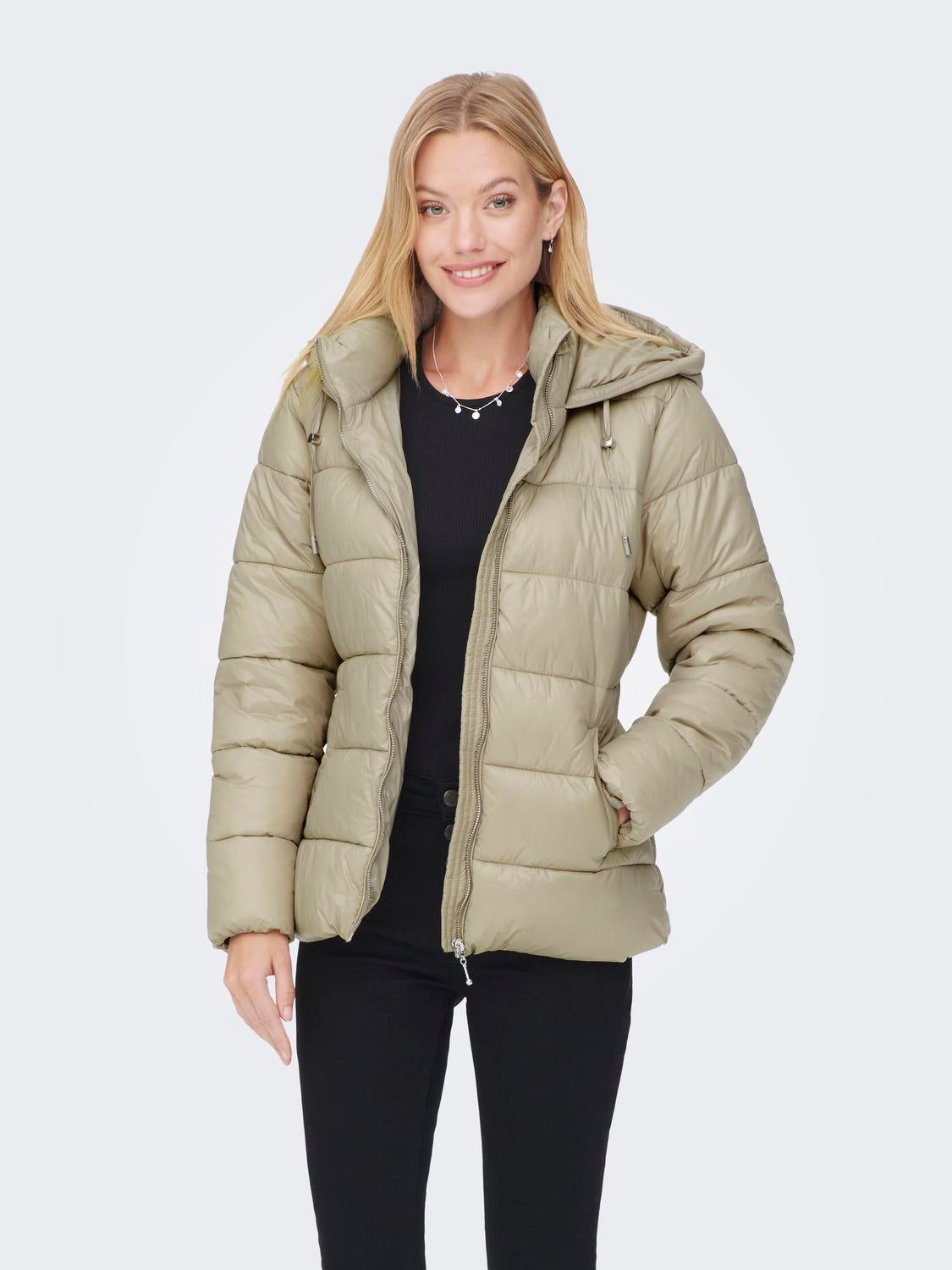 Belted Quilted jacket | Light Grey | ONLY®