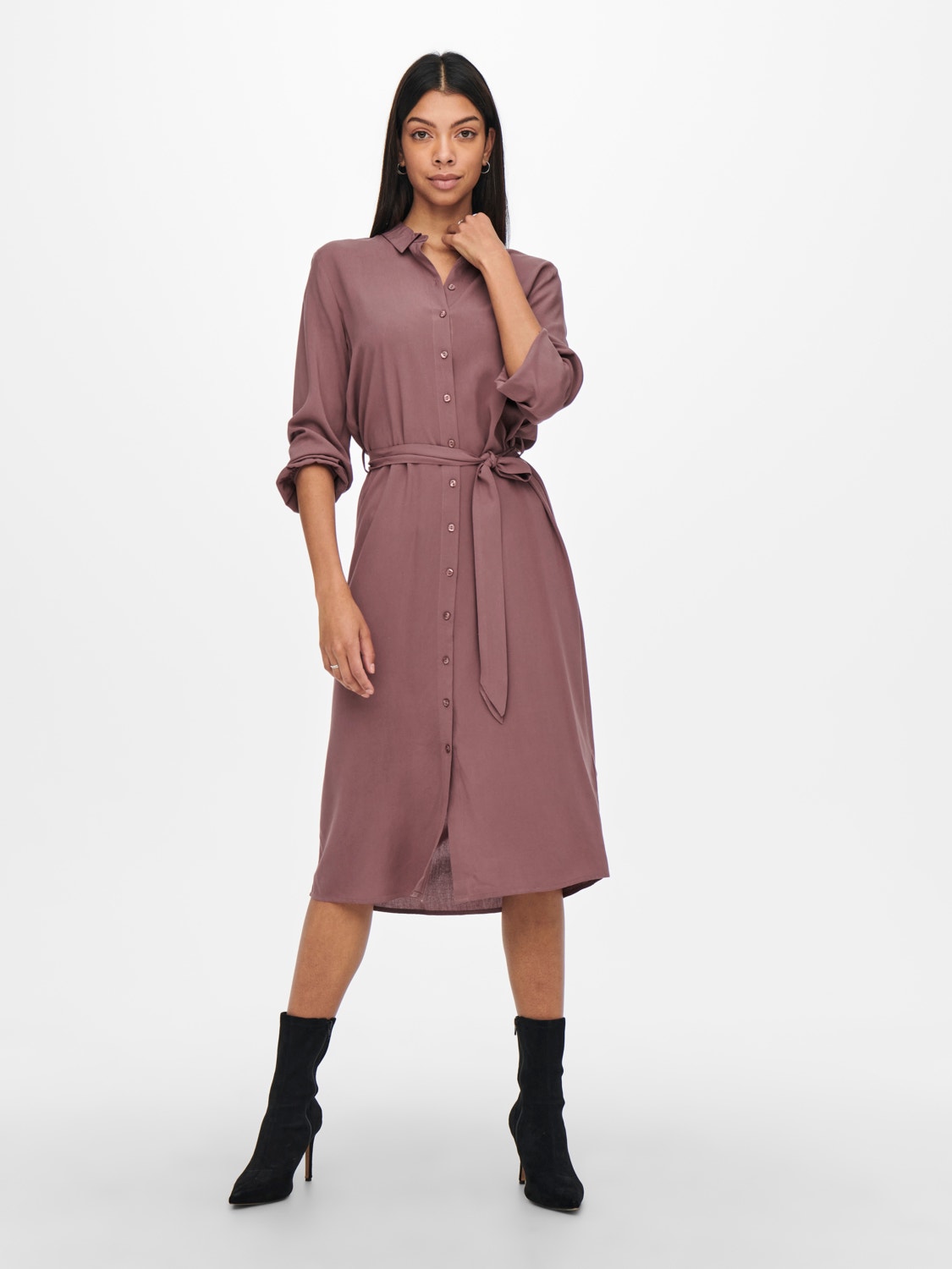 ONLY Midi Shirt dress -Rose Brown - 15262288