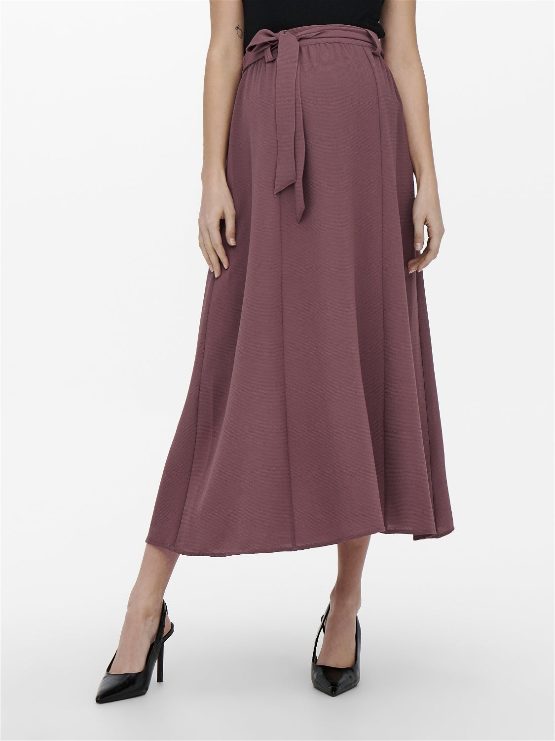 Dark red long on sale skirt