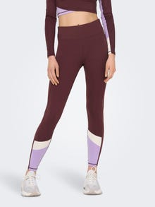 ONLY High Waist Colorblock Trainingstights -Eggplant - 15262441