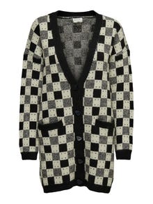 ONLY Checked Knitted Cardigan -Black - 15262453