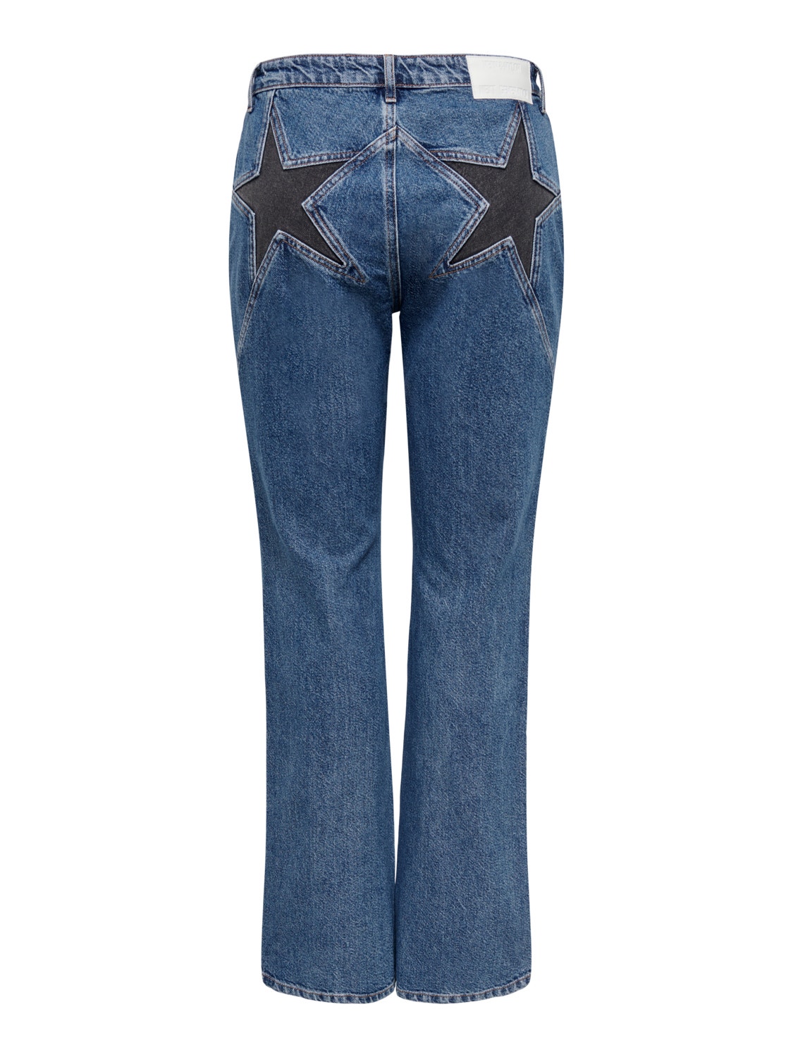 ONLY NEODakota talle alto detalle de estrellas Jeans de campana -Medium Blue Denim - 15262512