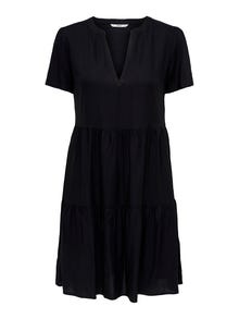 ONLY V-Ausschnitt Kleid mit kurzen Ärmeln -Black - 15262674