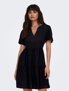 ONLY Normal geschnitten V-Ausschnitt Kurzes Kleid -Black - 15262674