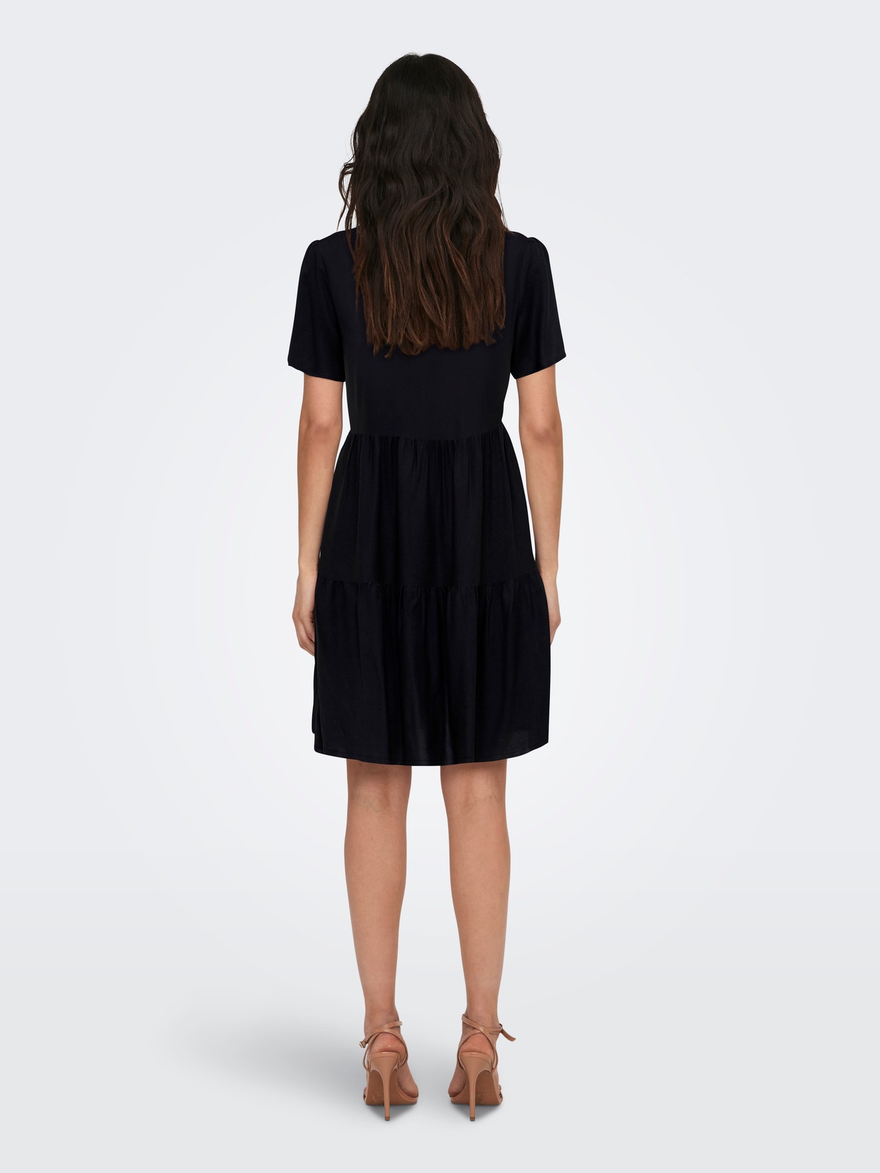 ONLY V-ringning Kortärmad klänning -Black - 15262674