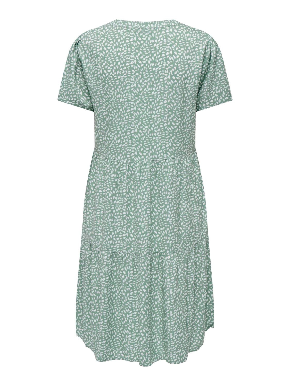 ONLY V-Ausschnitt Kleid mit kurzen Ärmeln -Chinois Green - 15262674