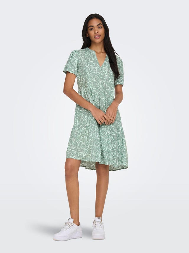 ONLY V-Ausschnitt Kleid mit kurzen Ärmeln - 15262674