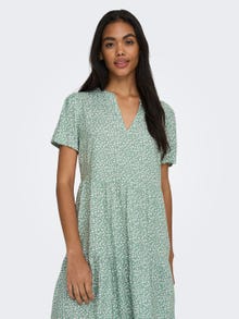 ONLY Regular Fit V-Neck Short dress -Chinois Green - 15262674