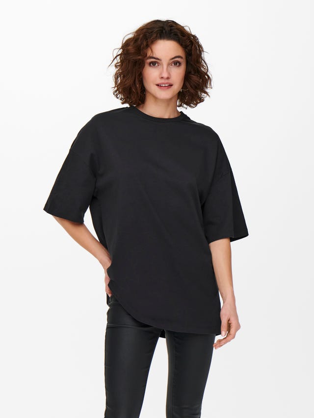 ONLY Oversize Fit Round Neck Dropped shoulders T-Shirt - 15262767