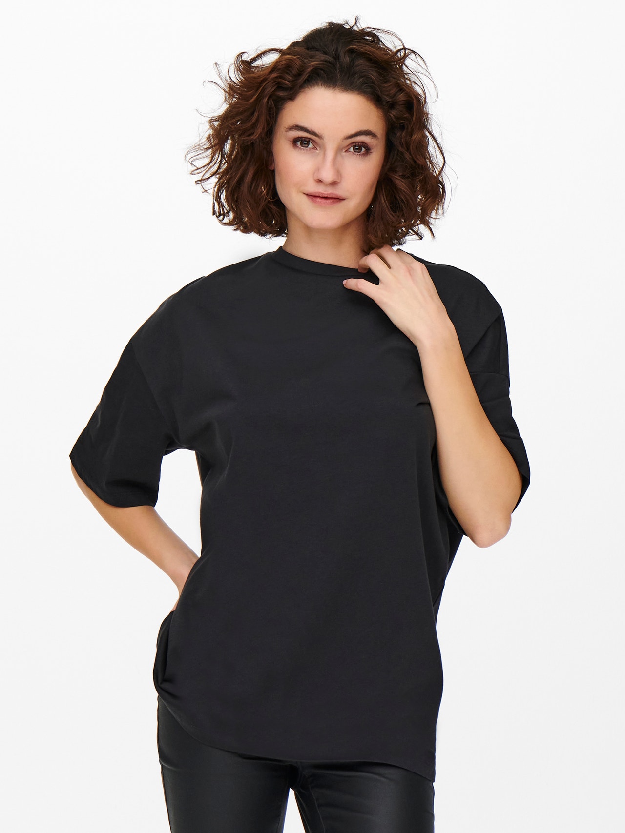 ONLY Oversize Fit O-Neck Dropped shoulders T-Shirt -Phantom - 15262767