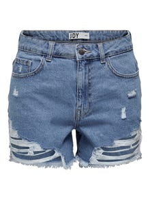 ONLY Shorts Corte skinny Cintura alta Dobladillos rasgados -Light Blue Denim - 15262918