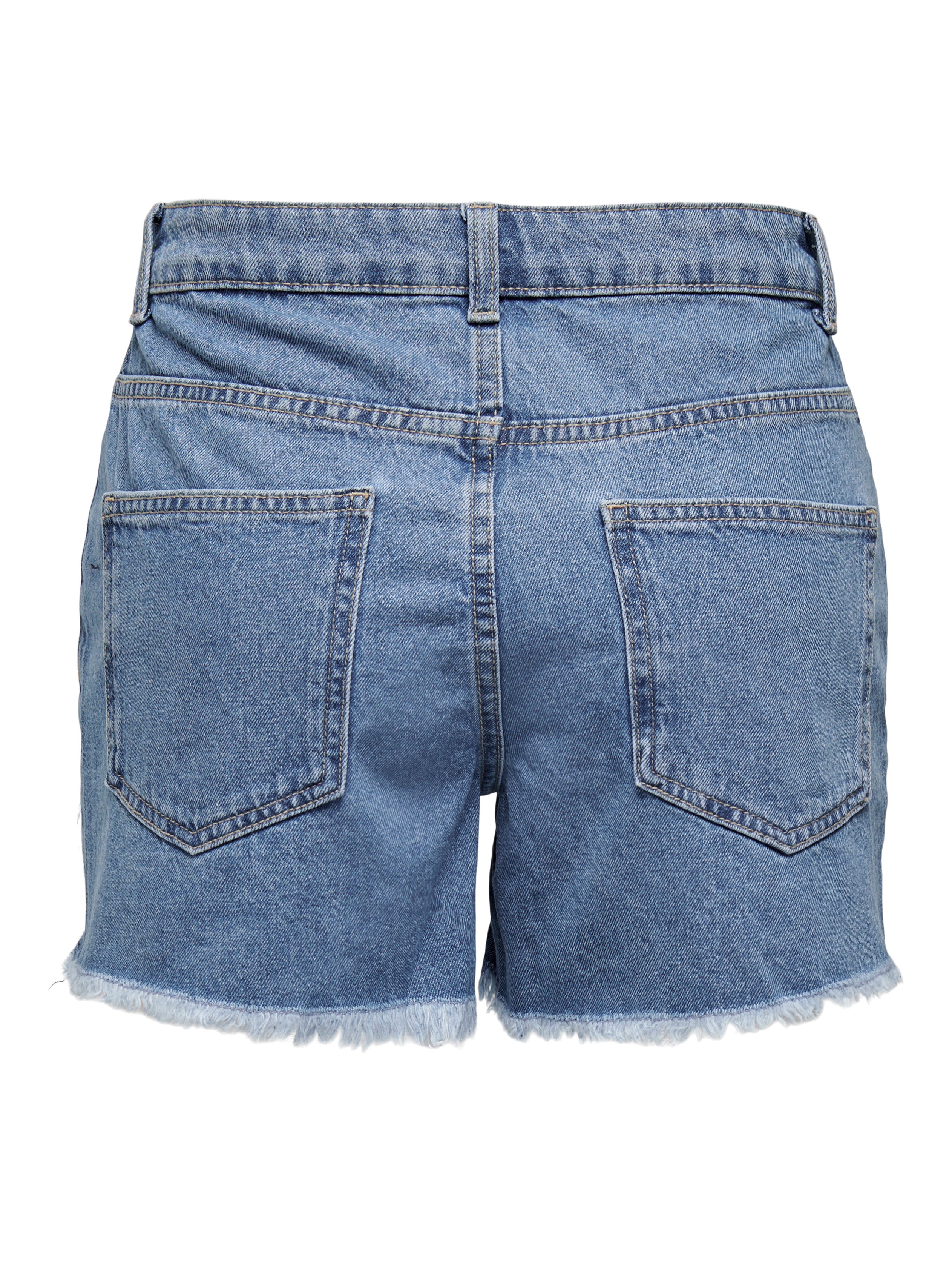 ONLY Pale Blue Cotton Denim High Waist Long Shorts