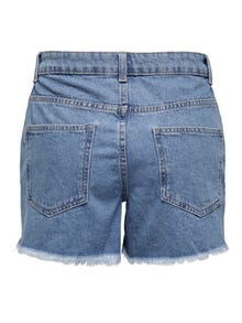 ONLY Shorts Corte skinny Cintura alta Dobladillos rasgados -Light Blue Denim - 15262918