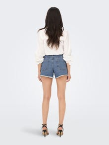 ONLY Shorts Skinny Fit Taille haute Ourlets déchirés -Light Blue Denim - 15262918