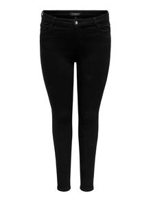 ONLY Skinny Fit Mid waist Curve Jeans -Black Denim - 15263091