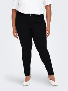 ONLY CARSALLY MID WAIST SKINNY Jeans -Black Denim - 15263091