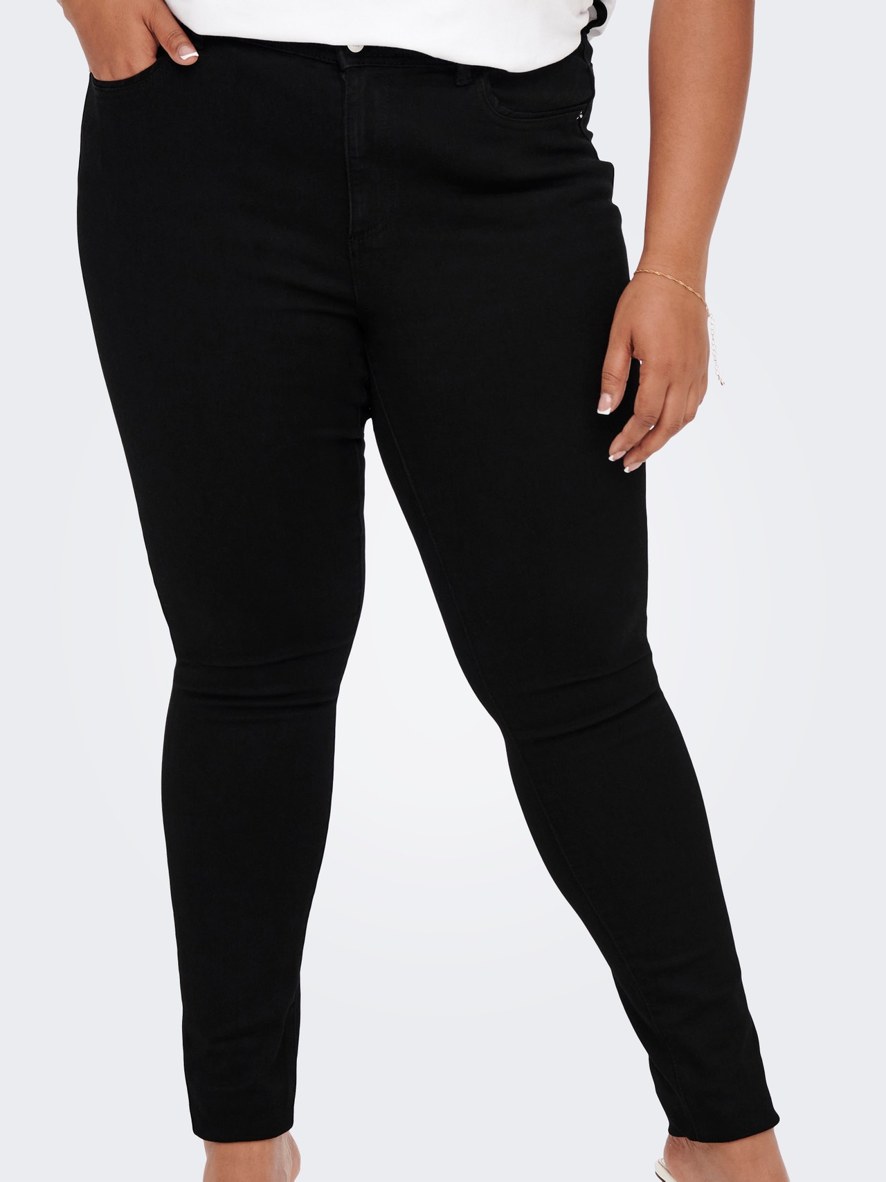 ONLY CARSally media talla grande Jeans skinny fit -Black Denim - 15263091