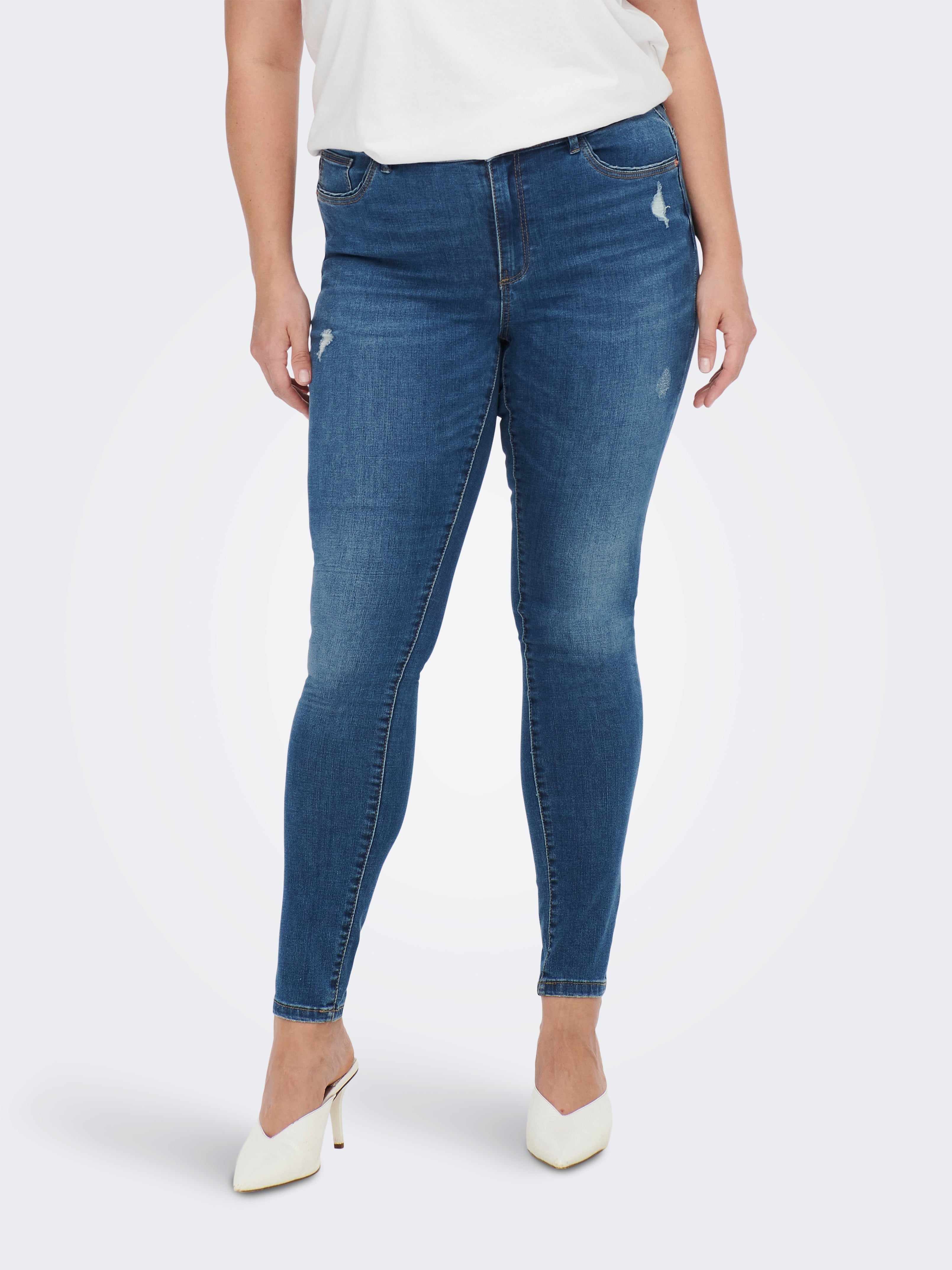 CARSALLY Mittlere Taille Skinny Fit Jeans | Mittelblau | ONLY®