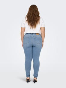 ONLY CARSALLY MID WAIST SKINNY  DESTROYED Jeans -Light Medium Blue Denim - 15263098