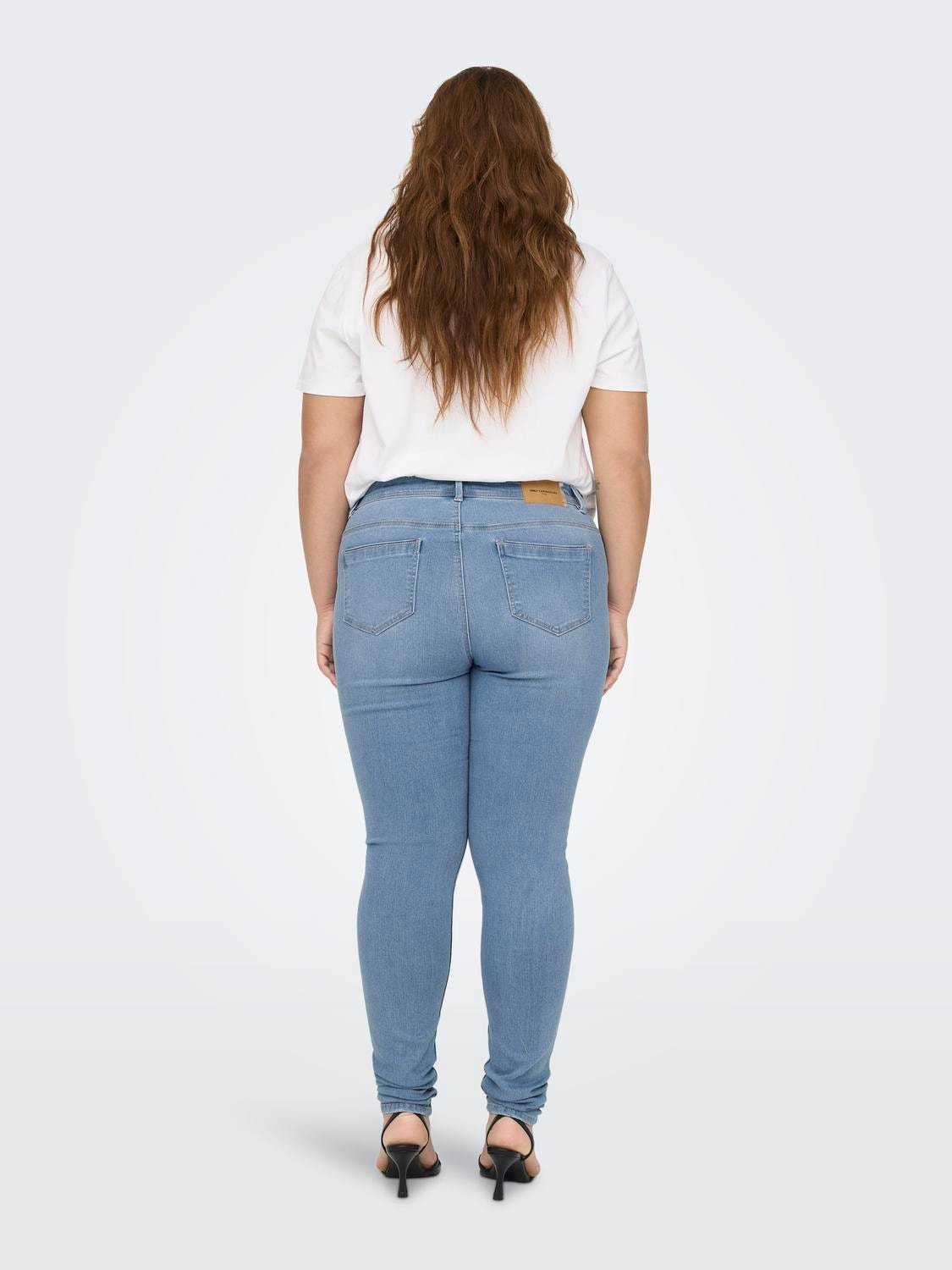 ONLY CARSALLY MID WAIST SKINNY  DESTROYED Jeans -Light Medium Blue Denim - 15263098