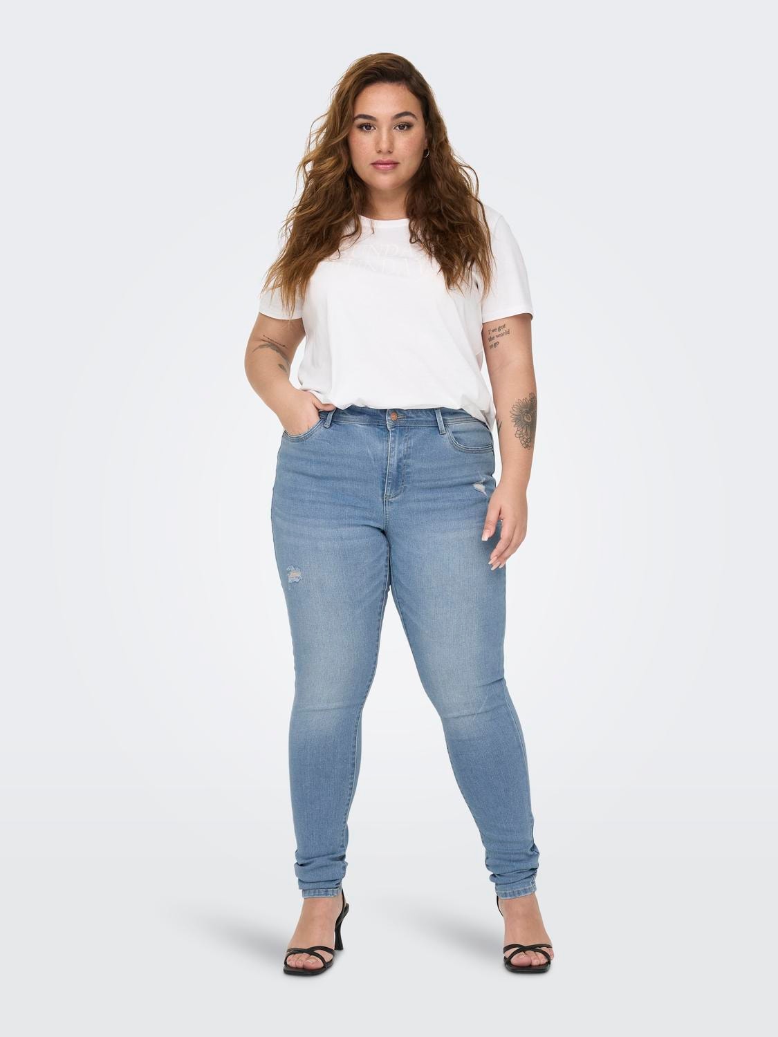 ONLY Skinny Fit Mittlere Taille Curve Jeans -Light Medium Blue Denim - 15263098