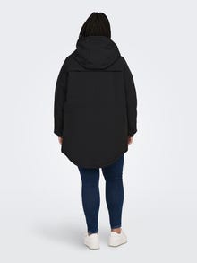 ONLY Hood with teddy lining Curve Coat -Black - 15263136