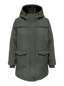 ONLY Hood with teddy lining Curve Coat -Peat - 15263136