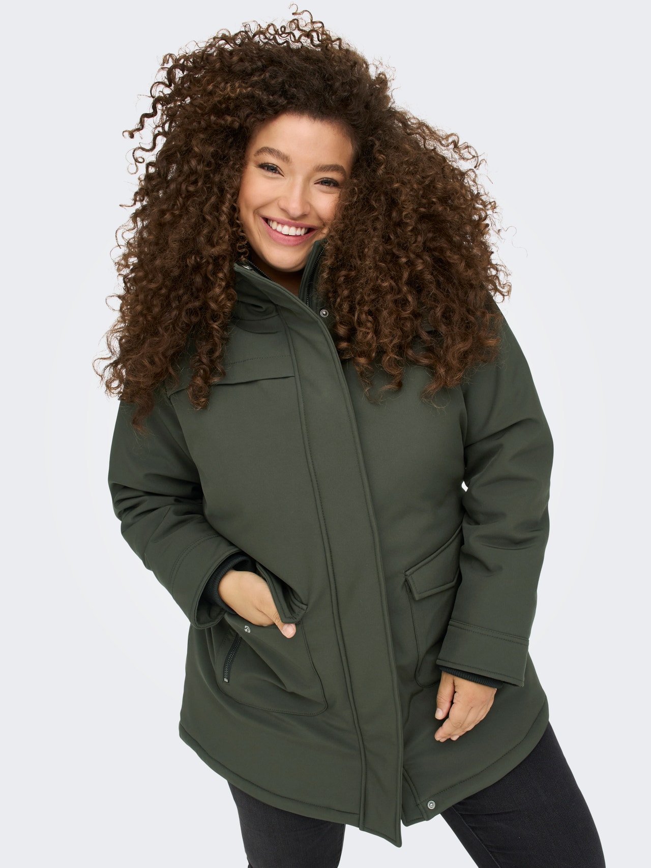 ONLY Hood with teddy lining Curve Coat -Peat - 15263136