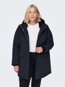 ONLY Hood with teddy lining Curve Coat -Night Sky - 15263136