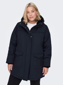 ONLY Hood with teddy lining Curve Coat -Night Sky - 15263136